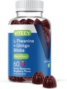 Viteey L-Theanine Gummies med Ginkgo Biloba for voksne - Hjelpemidler i fokus og slappe av, Forbedre Mood - Ikke GMO, Gelatin Gratis, Vegansk, Glutenfri, naturlig laget Chewable Raspberry Flavored Gummy