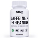 HVORFORZ Koffeinpiller med L-Theanin, 120 kapsler, Nootropic Stack Energipiller, Energivitaminer for uovertruffen energifokus og kognitiv funksjon, L teanin koffein energitilskudd for kvinner og menn