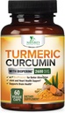 Turmeric Curcumin Supplement 2600mg - 95% Curcuminoids med organisk gurkemeie og BioPerine Black Pepper Extract for beste absorpsjon, naturlig vegansk felles støtte, ikke-GMO, flaske i USA - 60 kapsler
