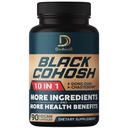 Svart Cohosh Supplement - 3 måneder for Menopause & Immune Health - blanding av 12 Potent Urt Inkluderer Dong Quai, Chasteberry, Wild Yam, Red Clover, Black Pepper og andre - 90 Vegan Capsules