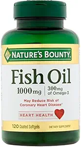 Naturens Bounty 300 mg Omega-3 Fish Oil 1000 mg Softgels 120 belagte myke geler (pakke på 2)