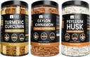 PURE ORIGINAL INGREDIENTS Ceylon kanel, Psyllium Husk og Turmeric Capsule Bundle (730 kapsler hver), ingen magnesium eller risfyllinger