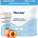 Nectar Hydration Packets - Electrolytes pulverpakker - sukker gratis & 0 kalorie - organisk frukt flytende daglig IV elektrolyser pulver for dehydrering relief & rask hydrering (Peach 30 Pack)