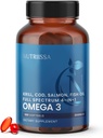 Nutriissa Full Spectrum Omega-3 – 2000 mg oljeblanding (Krill, Cod & Salmon Oil) – 1175 mg Omega-3s (EPA, DHA & DPA) – EPEB-sertifisert, 3-måneders forsyning – hjerte, hjerne og felles støtte – 180 Halal Softgels