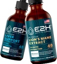 E2H: Liver Support Supplement og Cordyceps Mushroom Supplement | Vegan, ikke-GMO - 2 Fl Oz Hver (4 Fl Oz Totalt) - Bundle