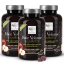 NYE NORDIC Hårvolum Gummier, 2500 mg Biotin, Daglig Hår Vitaminer Supplement for å støtte Hår Hud og negler, Vegansk, 60 greve (Pack of 3)