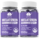 Melatonin 20mg Gummier til voksne (2 pakker) Ekstra styrke med L-Theanine, Ashwagandha, Magnesium, Turmeric, GABA, Lemon Balm og Kamille for støtte Sunn Circadian Rhythm, Grape Flavor