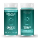 Iwi Omega-3 Minis & Heart Omega-3 Bundle, 30 Services, Vegansk Plantebasert Algae Omega 3, Krill & Fish Oil Alternative, Ingen fiskig ettersmak