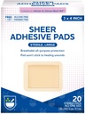 Rite Aid Sheer kleslig bandasjer med sterile ikke Stick Pad, 3" x 4" - 20 greve sårpleie / førstehjelpsforsyninger | Bandage Wrap