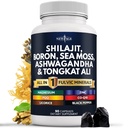 New Age Shilajit Supplement med sjø Moss, Ashwagandha, Tongkat Ali, Bor, Magnesium - Fulvic Acid Kapsler for menn - 90 Count