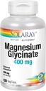 Solaray Magnesium Glycinate 400 mg | Sunn avslapning, bein og kardiovaskulær støtte (120 CT, 30 serveringer)