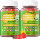 Vegansk probiotika Gummier for kvinner og menn - Fiber Prebiotika Supplements ® 50 Billion CFUs Probiotika, Inulin, Psyllium Husk & Multivitamin for Gut, Digestion & Immune Helse, 2 Pakke