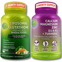 STUDIO Liposomal Glutathione 500mg beriket med organiske hele matvarer + plantebasert kalsium, magnesium, sink, D3 & K2 med guvernør – vegansk, ikke-GMO, ren daglig helse støtte