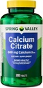 Spring Valley kalsium Citrat tabletter kosttilskudd, 600 mg, 300 teller. - Ny look