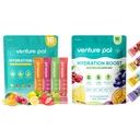 Venture Pal Sukker Gratis Elektrolyte pulver pakker - flytende daglig IV drikke blanding for rask hydrasjon og fest utvinning | 5 vitaminer og 7 elektrolyter | keto vennlig | Ikke-GMO | Certified Vegansk | 16 Sticks