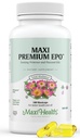 Maxi-Helse Aften Primrose og Flax Frø Olje Softgels - Vegansk Omega 3 6 9 Kosttilskudd for sunn hud, hår og ledd - Kosher Certified, Økologisk Aften Primrose Olje Softgels, 180 greve