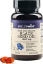 NatureWise Black Seed Oil Softgels 1250 mg - med 100% organisk kaldt presset Nigella Sativa - Omega 3 6 9 - Antioksidant immunstøtte, hår og hud - ikke-GMO, Glutenfri - 60 Softgels[1-måned levering]
