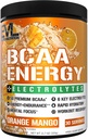EVL BCAA Aminosyrer pulver - BCAA energi pre trening pulver for muskel gjenoppretting lean vekst og utholdenhet - Hydroring post trening ut gjenoppretting drikke med 6 nøkkel elektrolytter - Orange Mango