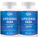 Liposomal GABA med L-Theanine 1200mg - 2 pakke høy biotilgjengelige GABA Supplementer,120 kapsler for voksne