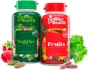 Yummy & Helse Frukt & Veggies Kapsler – 33+ Hele supermat fra frukter og grønnsaker | 90 Frukt + 90 Veggie Capsules | Vegansk, ikke-GMO, Glutenfri | Plantebaserte næringsstoffer og fiber