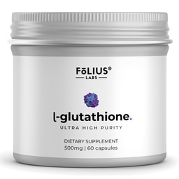 Ultra høy styrke L-Glutatione 98% Supplement for glødende hud - kollagentilskudd for kvinner og menn - 500 mg konsentrert formel, redusert L-Glutatione Supplement - 60 kapsler