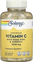 SOLARAY Timed Release Vitamin C med rose HIPS & Acerola, 1000 mg, 250 tabletter