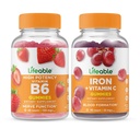 Levende vitamin B6 + jern med vitamin C, Gummies Bundle - Great Tasting, vitamin Supplement, Glutenfri, GMO Gratis, Chewable