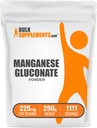 BulkSupplements.com Manganesisk Gluconate pulver - Manganesisk Supplement, Essential Trace Mineral - høy absorpsjon og glutenfri, 225 mg per servering, 250g (8,8 oz) (Pack of 1)