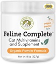 Wholistic Pet Organics Feline Complete Organic Pumpkin - 8 Oz - Multivitamin & Probiotic Powder for katter - Natural Cat Food & Digestive Support