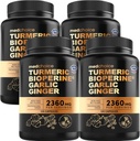 4-i-1 gurkemeie og hvitløk Supplements med BioPerine – 2360 mg gurkemeie Ginger Root Capsules med hvitløk – høy potens Herbal blanding (120 ct, pakke med 4)