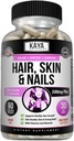 Kaya Naturals Hair Skin Nail Kapsler BIOTIN Vitamin D Vitamin B-12 A Folinsyre støtte, hår støtte vitamin Supplement