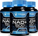 WELLNESS LABSRX NAD Supplement, 1500 mg - Liposomal NAD+ Supplement med Resveratrol, NAD Plus Boosting - støtte Cellular helse og sunn aldring - Ultra styrke kapsler, USA laget - 3 pakke