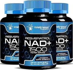 WELLNESS LABSRX NAD Supplement, 1500 mg - Liposomal NAD+ Supplement med Resveratrol, NAD Plus Boosting - støtte Cellular helse og sunn aldring - Ultra styrke kapsler, USA laget - 3 pakke
