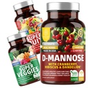 Antall én ernæring N1N Premium D-Mannose med Cranberry & Hibiscus [1350mg], 120 kapsler, og super frukt og grønnsaker hele mattilskudd, 180 kapsler, 2 pakke bunke