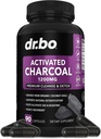Aktivert Charcoal Capsules Cleanse Detox - 1200 mg økologisk kokosnøtt Charcoal piller for magegass og blomstring relief for menn kvinner barn - aktive kapsler pulver Binder Aktivert kosttilskudd for Gut