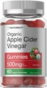 Horbäach Organic Apple Cider Vinegar Gummies | 60 Gummies | Vegan, ikke-GMO & Glutenfri Supplement | USDA Organic ACV | Apple Flavor