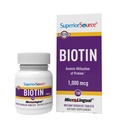 Superior Source Biotin 1000 mcg. Under tungen hurtig oppløse mikroLingual tabletter, 100 telle, støtter sunn hår, hud og neglevekst, hjelper støtte energimetabolisme, ikke-GMO