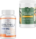 Urolitin A Supplement 1500MG Plus brun risprotein + Super Greens pulver Superfood Supplement med elektrolyter og toniske urter