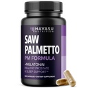 Saw Palmetto PM for menn med Melatonin 3mg - Natttid prostata helsetilskudd for Blader og søvn støtte - Reduser urinfrekvens - 200 greve - Vegansk, ikke-GMO kapsler - over 6 måneders forsyning