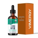 Vimergy Kids Organic Liquid B12 – fremmer fysisk utvikling og kognitiv funksjon* – rasktabsorberende immunstøtte* – USDA organisk, vegansk, ikke-GMO – 55 ml