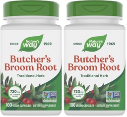 Naturens vei slakter's Broom Root, Tradisjonell ben vei støtte*, 100 vegansk kapsler (pakke med 2)