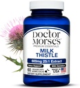 Dr. Morse Melk Thistle Supplement 25:1 Ekstrakt 600 mg Tilsvarende 15000mg, Lever Detox Støtte 4:1 Ekstrakt 300mg Tilsvarende 1200mg Dandelion Root - FDA sertifisert Ultra Potent Formula - 60 Caps