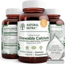 Naturlig Nutra Chewable Kalsium Supplement for bein styrke, fremmer muskel helse, hjelper forbedre tennene helse, støtte nerve helse, og kardiovaskulær helse, forbedre bein styrke, 60 tabletter
