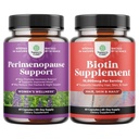Bundle av Perimenopause Supplement for kvinner -Multi nytte Menopause Relief for kvinner og ren biotin piller for kvinner menn - Stopp hår tap naturlig kosttilskudd for skinnende tykk hårvekst