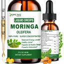 Pure Moringa Oleifera flytende dråper, Organic Moringa Leaf Extract w. gummeric, Black Pepper, Moringa Supplement for energimetabolisme immun hud felles & Gut, 6X Sterkere enn Moringa Kapsler pulver