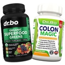 Organic Superfood Grønn og frukt kosttilskudd - Colon Cleanse Detox Formula for intestinal bloating - Grønn Veggie pulver blande grønnsaker og parabol relief Supplement Gut, Belly, Mage