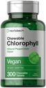 Horbäach Klorofyll piller | 300 Chewable tabletter | Naturlig Peppermynte Flavor | Vegansk, ikke-GMO & Glutenfri Supplement