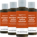 Grunnleggende Førstehjelp Antiseptisk, 10% Povidon Iodin løsning, 4 Fluid Ounces, 4-Pack (tidligere Solimo)