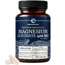 Magnesium Glycinate 400mg høy absorpsjon formel for søvn, rolig, muskelavslapning, hjerte, bein og nerve støtte for kvinner og menn | Chelated magnesium Glycinate Supplement | 120 Ct (2 måneders forsyning)