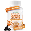 11-i-1 Candida Cleanse, Avansert Candida Cleanse Detox for kvinner og menn, Candida støtte Supplement med Oregano, Caprylsyre, Probiotika og urteekstrakter, 60 Softgels